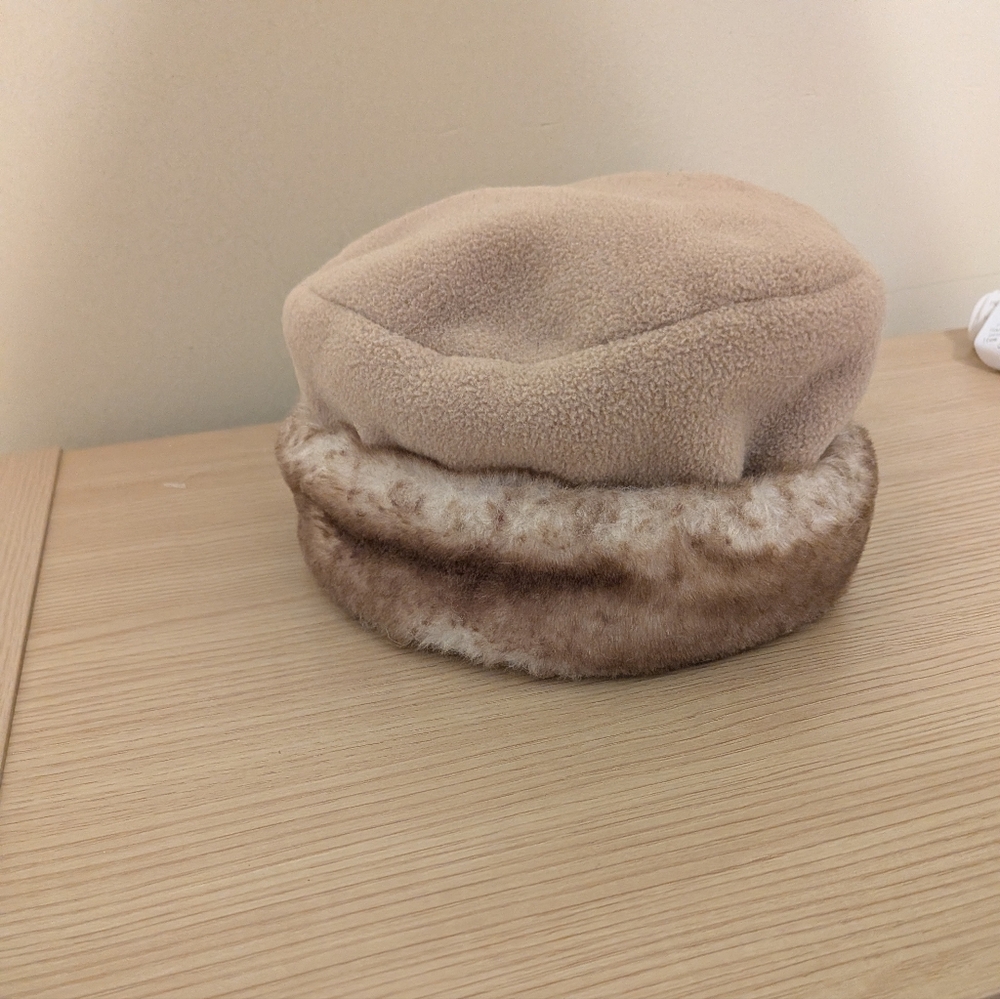 Women's Tan and Brown Faux Fur Hat